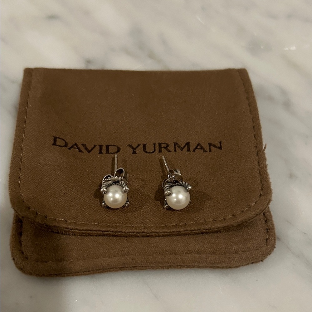David Yurman Silver Pearl Earrings